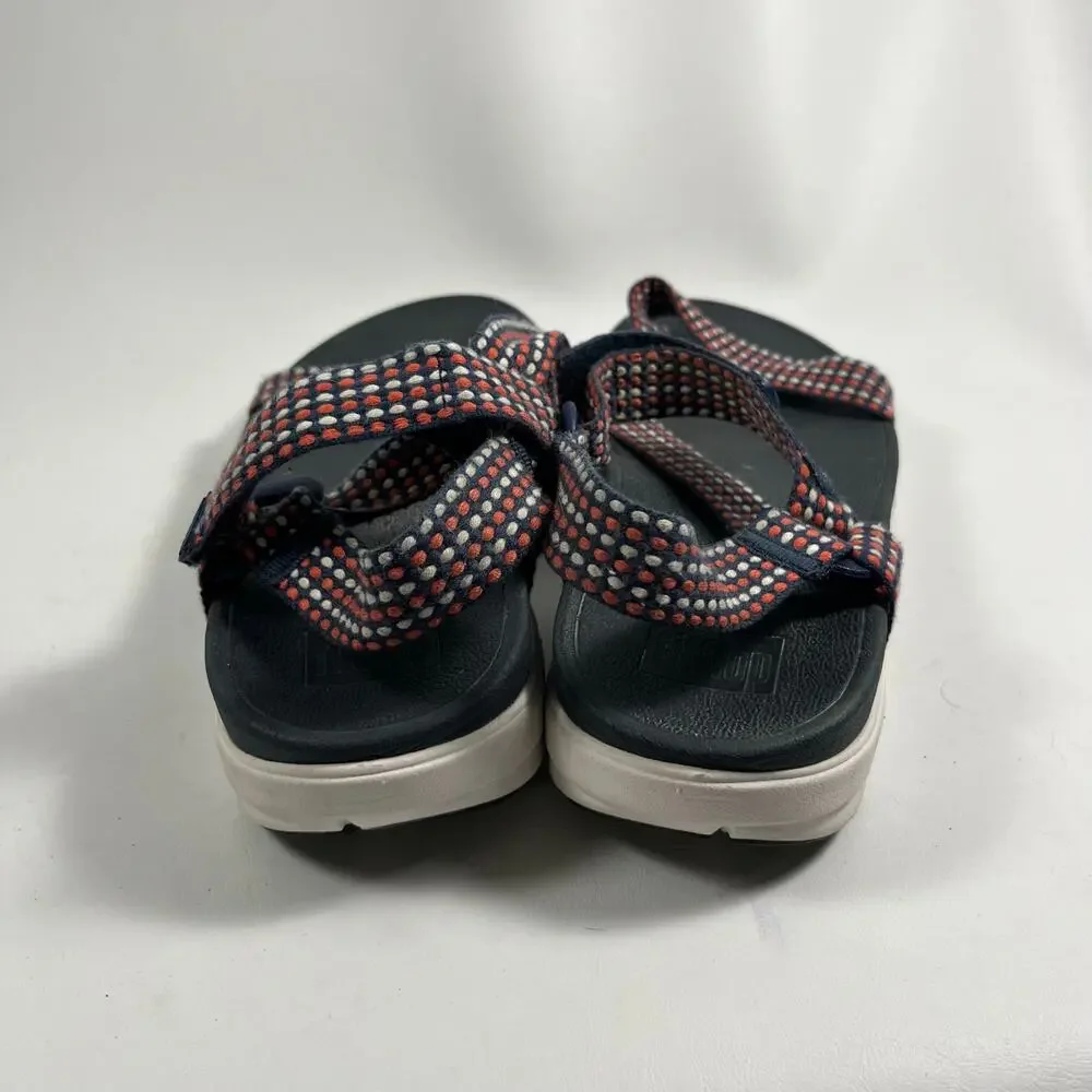 Fitflop Z Strap Sandals 9 Comfort Casual Blue Red Summer Classic Beach